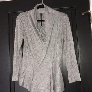 Renee C.Large Silver Soft Knit Open Loose Cardigan